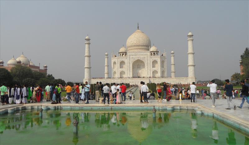Ornamental lake in front of the Taj Mahal.