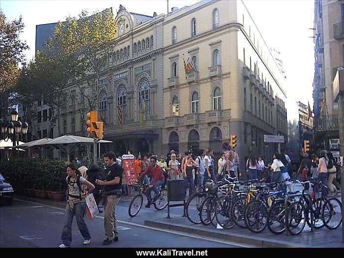 Bicycles in Barcelona city centre.