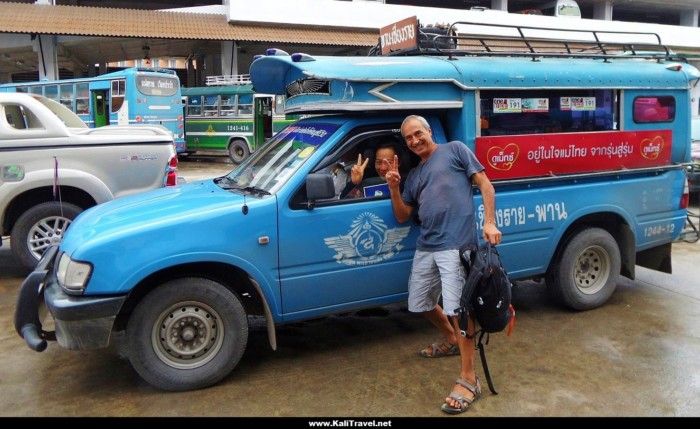 Juan with the songthaew van in Chiang Rai.
