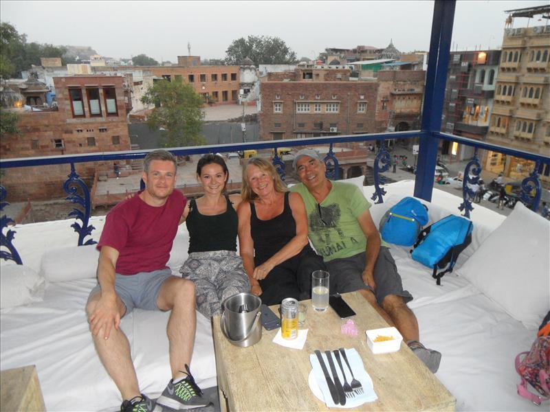 Roof terrace with friends in Jodhpur.