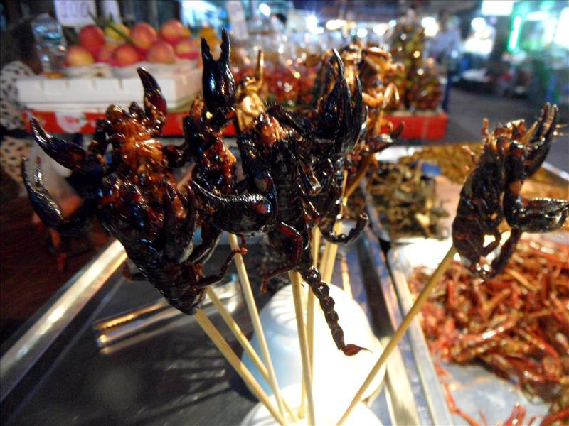 China Town fried bugs, typical Bangkok street food!
