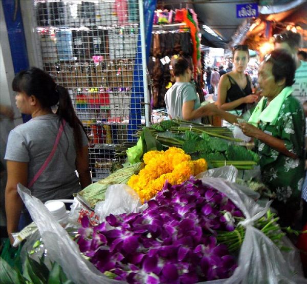 Flowers in China Town Sampeng Market in Bangkok.