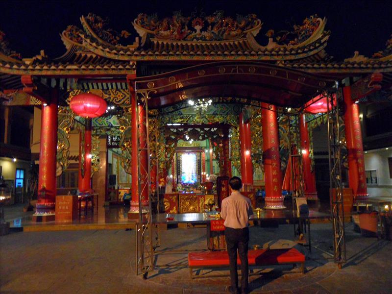 Red shine inside Wat Mangkon Kamalawat Temple in China Town Bangkok.