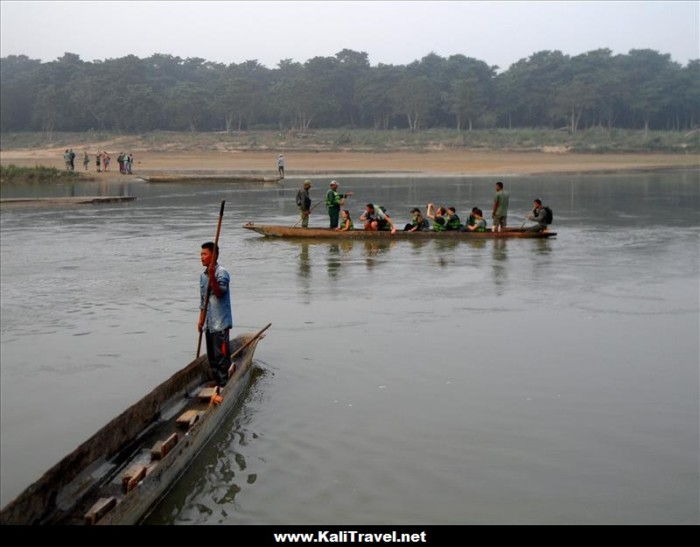 Canoe ride across the river at Chitwan National Park.