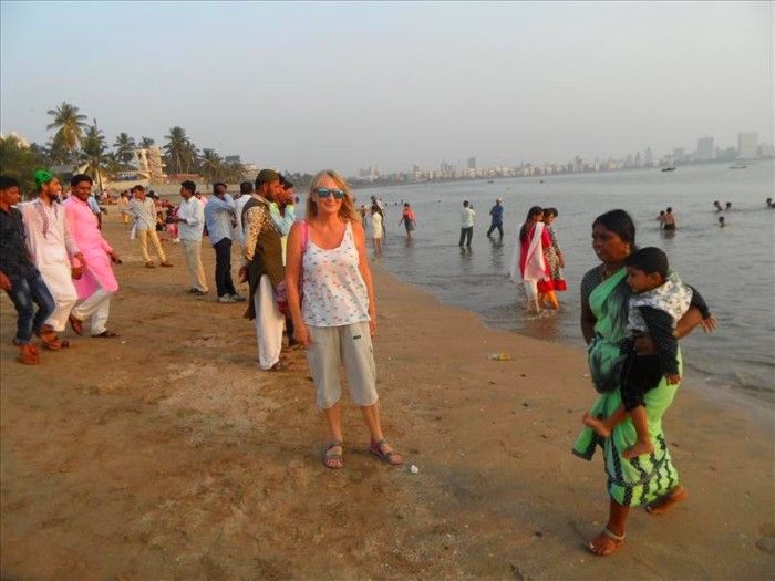 This is me Kali on Chowpatty beach in Mumbai.