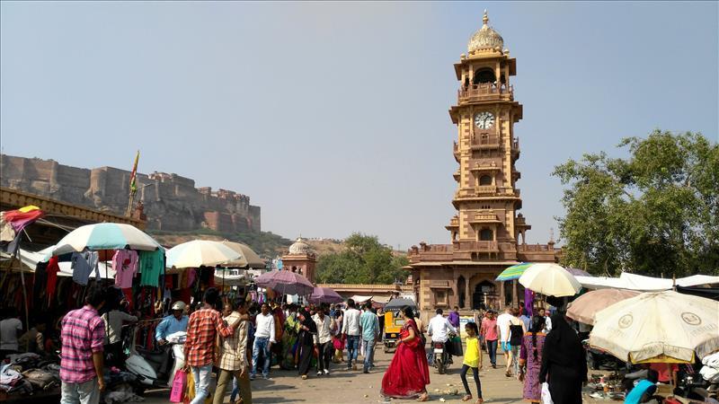 Clock Tower Square in Jodhpur, India.