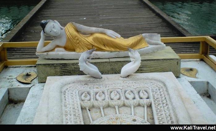Reclining Buddha at Seema Malaka Lake Temple in Colombo.