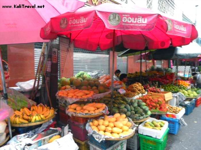 Fruit and vegetable street stall in Bangkok.