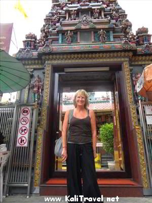 My first visit to a temple in Bangkok, standing outside the Sri Maha Mariamman on Silom Road.
