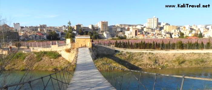 Footbridge over the river leading to Cieza town.