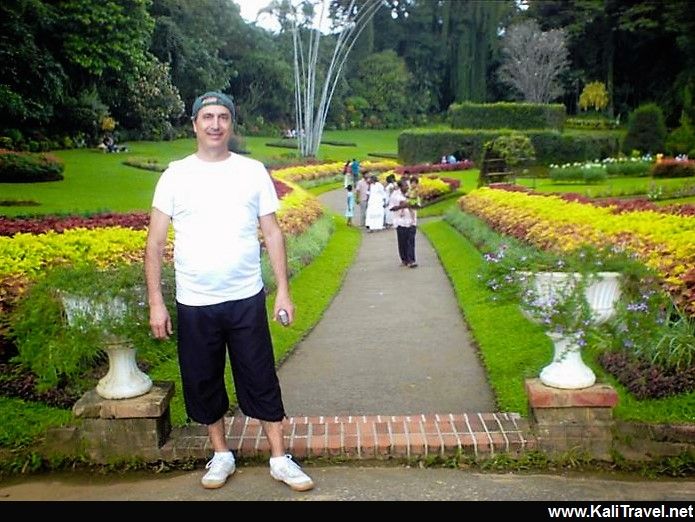 My husband by the flower beds in Peradeniya Botanical Gardens.