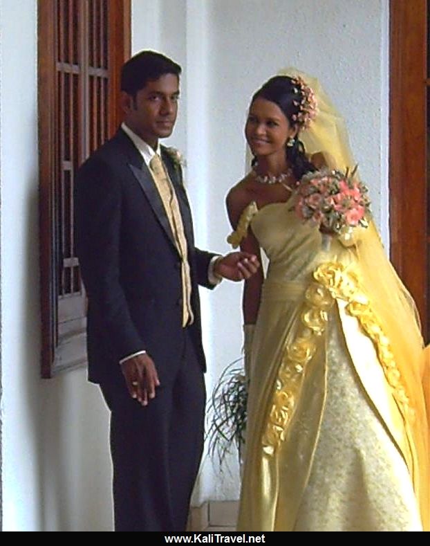 Sri Lankan couple just before their wedding ceremony in Kandy.