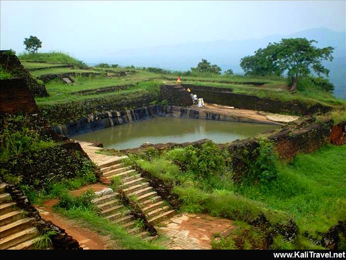 Palace ruins on Sigiriya plateau.