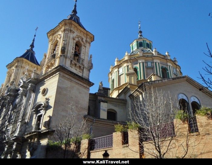 Baroque towers of St John of God Basilica in Granada.
