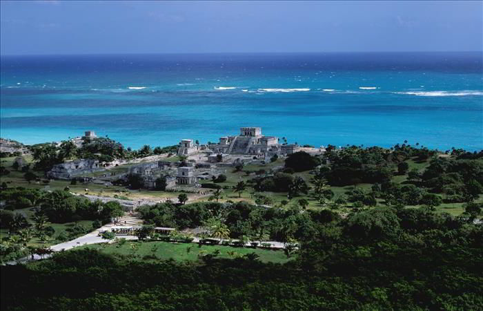 Tulum Mayan Fortress on Mexico's Yucatan coast.