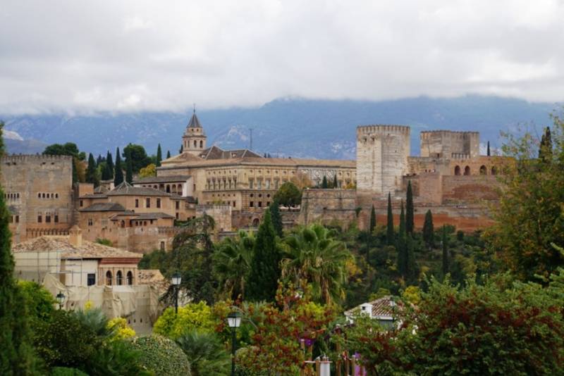 View to the Alhambra Palace heritage site in the Mediterranean.