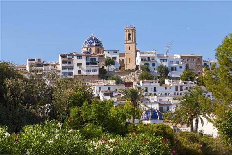 Picturesque Altea town with blue dome church in Costa Blanca, Spain.