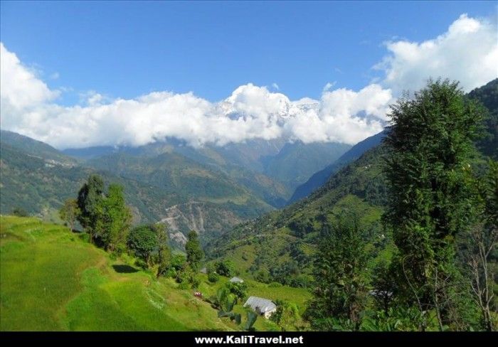 The Annapurna Way through the Himalaya Mountains in Nepal leads to a foothill village named Tolka.