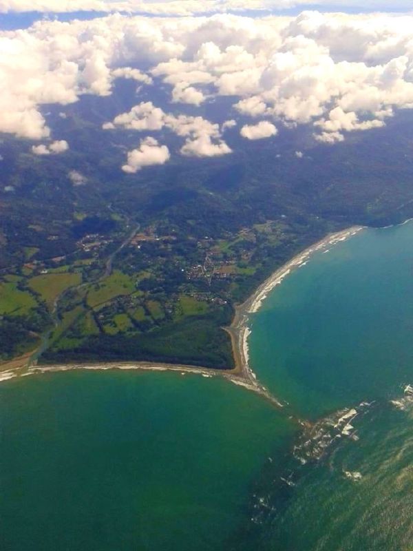 Aerial view of the Whale Tale at Uvita Beach in Costa Rica.