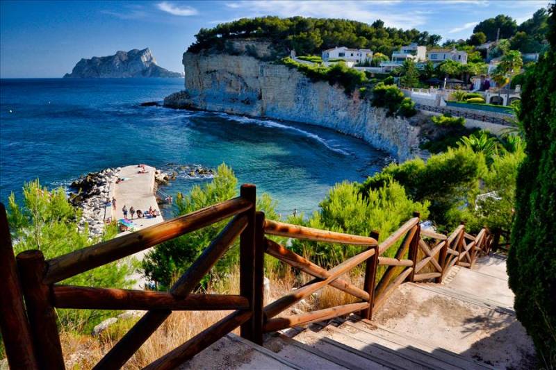 Costal walk along cliffs of Advocat beach in Benissa, Costa Blanca.