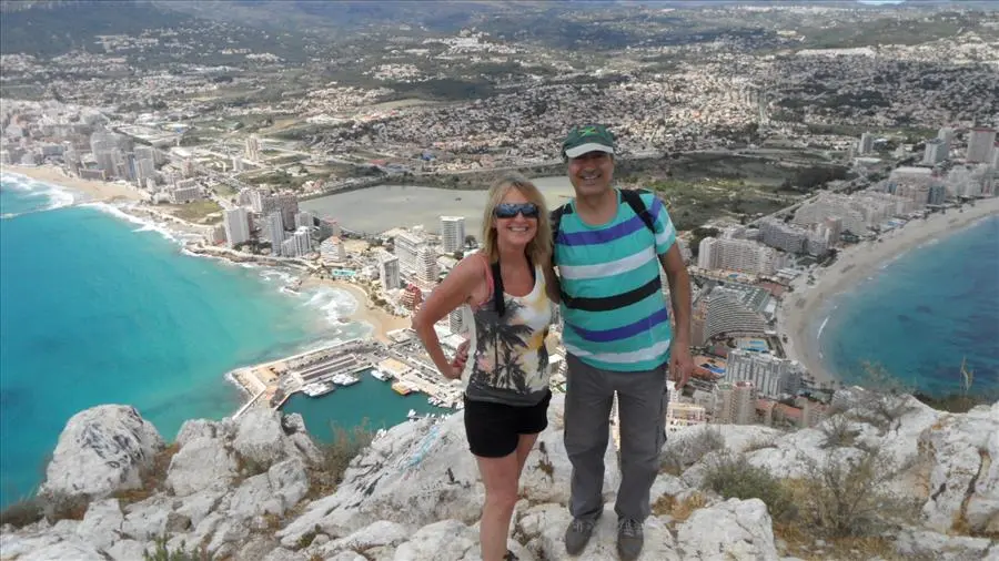 Views over Calpe beaches and salt lake beaches from the top of Peñon de Ifach. 