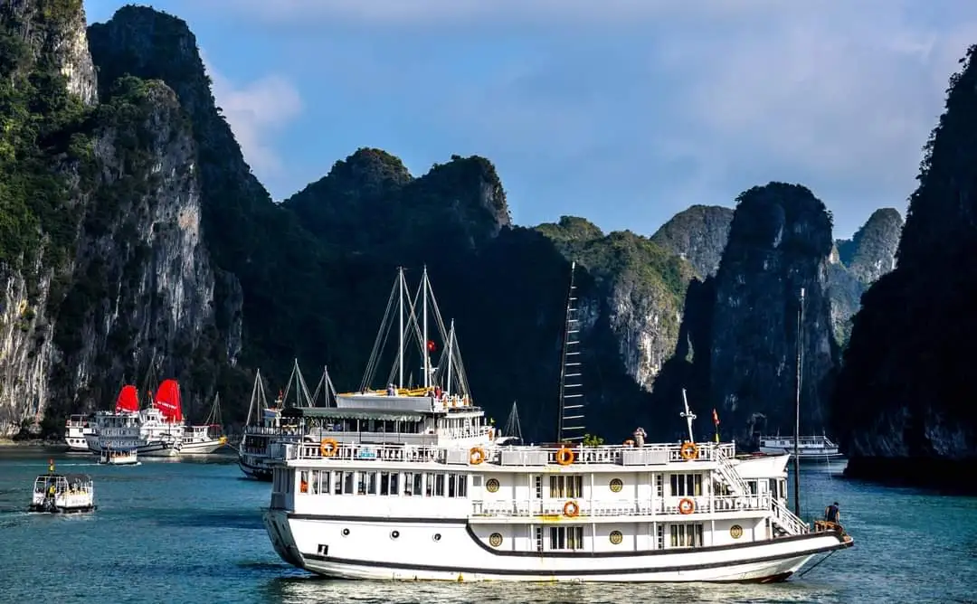 Cat Ba cruise boat in Halong Bay.