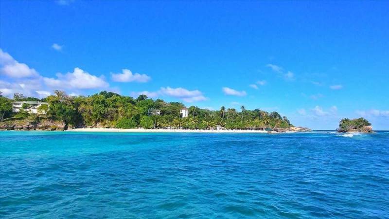 Caribbean Sea with Cayo Levantado, Dominican Republic.