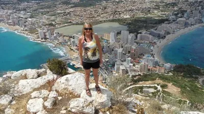 Kali on the summit of Calpe rock in Costa Blanca, Spain.