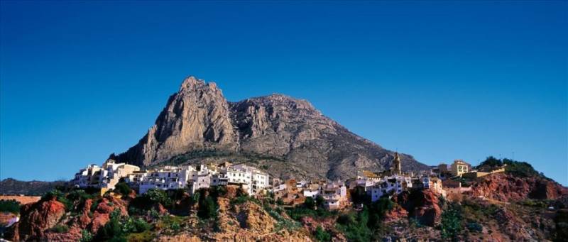 Finestrat village under Puig Campana peak in Costa Blanca.