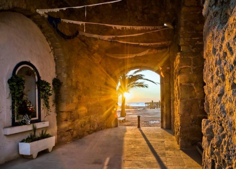 Entrance tunnel to Tabarca Island walled village in Costa Blanca, Spain.