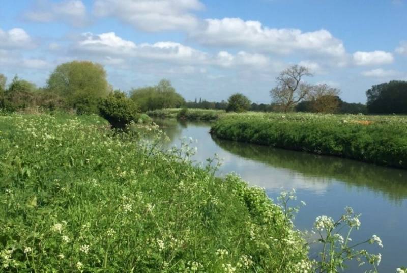 River meandering through Grantchester Meadows near Cambridge, UK.