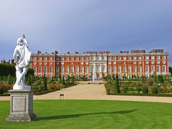 Statue on the lawns of Hampton Court Palace near London, UK.