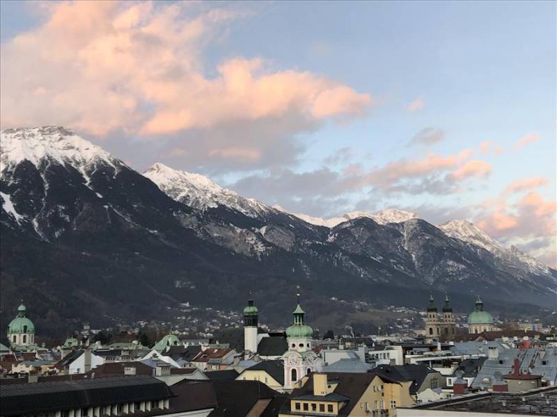 The city of Innsbruck under the Austrian Alps.