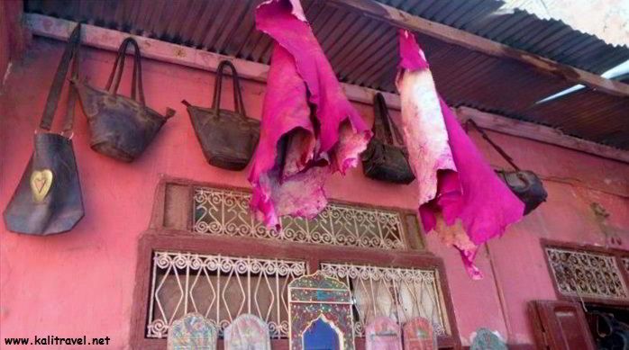 Leather souk in the medina, Marrakesh, Morocco