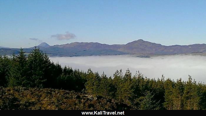 A misty morning near Aberfeldy in the Scottish Highlands.