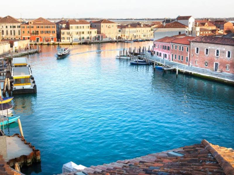 View of the canal from Murano Suites in the Venetian Lagoon.