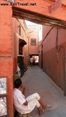 Typical street near our riad in Marrakesh Medina, Morocco