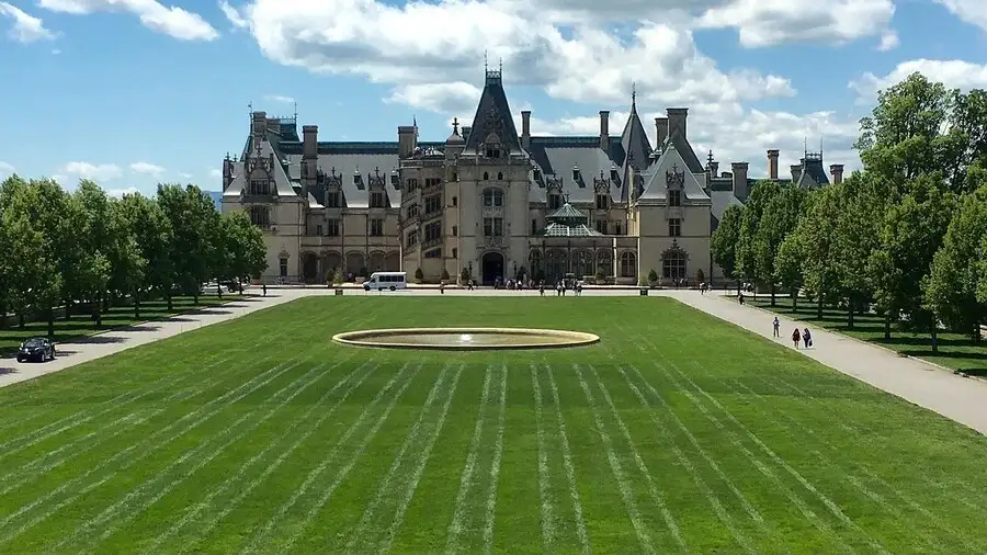 Lawns in front of Biltmore stately home.
