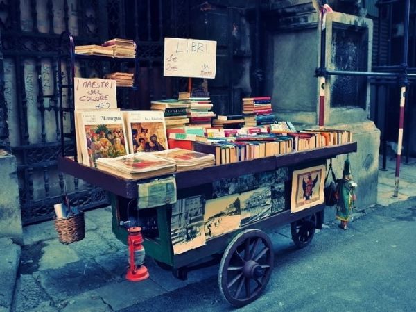 Book stand in Palermo, Sicily.