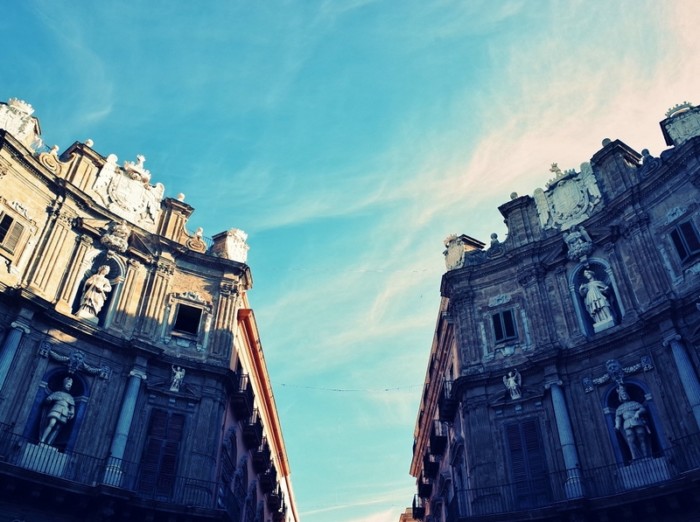 Quattro Canti baroque buildings in Palermo, Sicily.