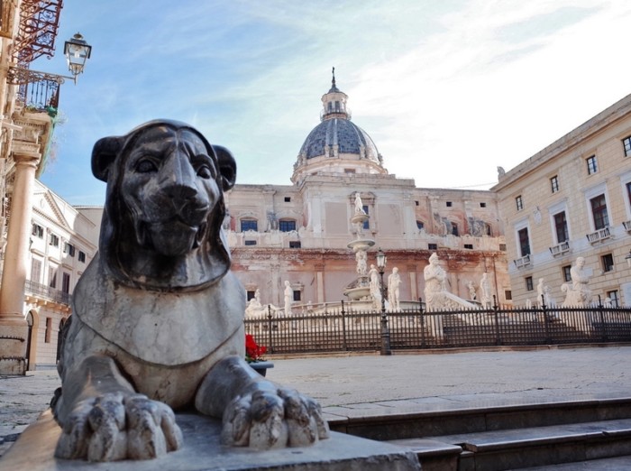 Piazza Pretoria square in Palermo, Sicily.