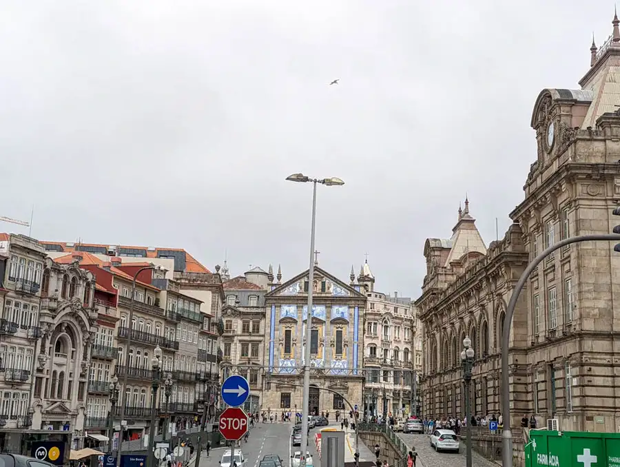 Streets lined with historical buildings in the World Heritage City of Porto.