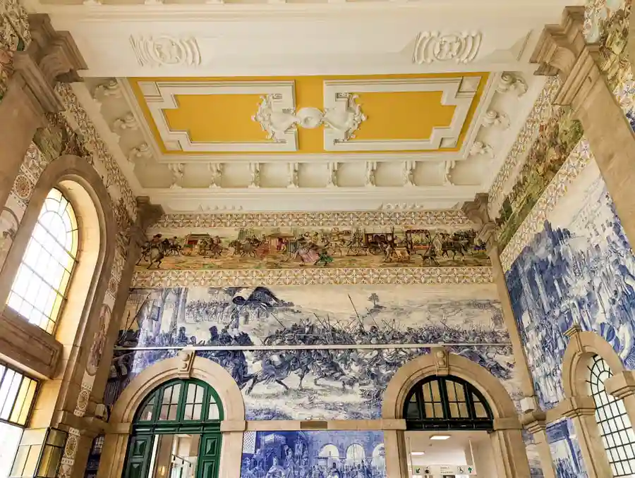 Murals in Porto's Sao Bento train station.