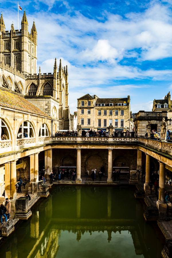 Roman baths in Bath city, England.