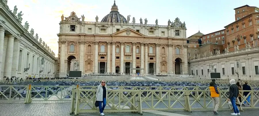 Me Kali standing outside St. Peter's Basilica in the Vatican on my trip to Rome.