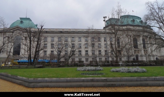 See Sofia University with the green dome roof