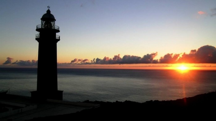 Sunset over the Atlantic ocean seen from El Orchilla lighthouse, El Hierro Island.
