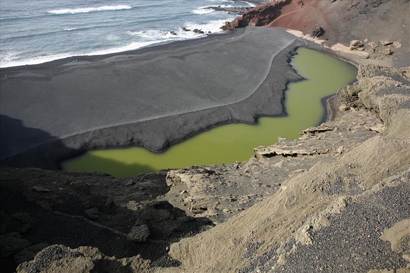 Charco Verde lagoon in Lanzaote, Canary Isles.s