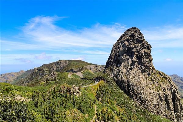 Roque de Agando rock formation in Garajonay National park on La Gomera Island, Spain