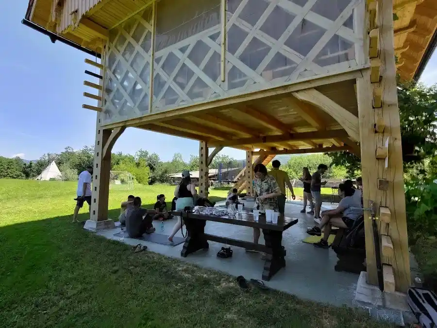 Volunteers at the Festival of Sustainability in Ponoviče work camp.